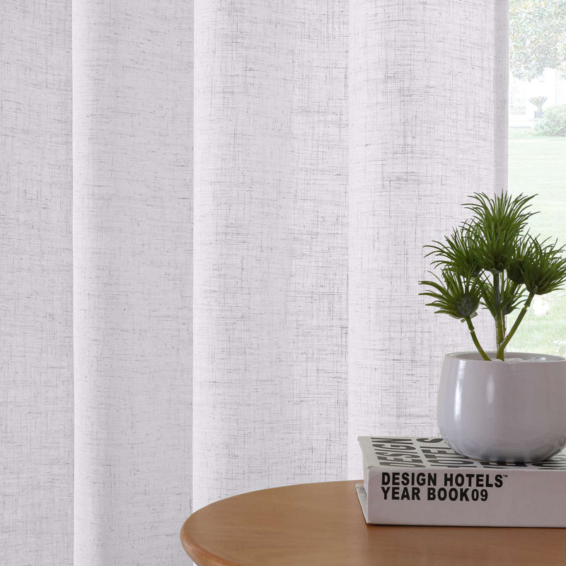 Linen Curtain for Bedroom/Living Room Back Tab Loop Pocket Linen Fabric Curtain Drapes Soft Rich Material Privacy Drape Panels for Farmhouse, 2 Panels