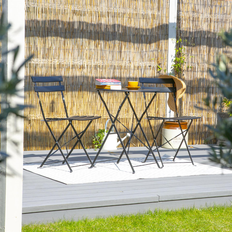 Metal Patio Folding Chair Folding Chair Set, Black