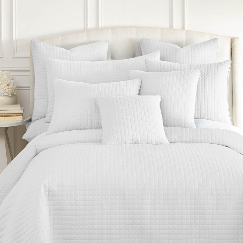 Vilano Springs 2-Piece Microfiber Embroidered Quilted Sham Covers, 26" H x 26" W, Bright White