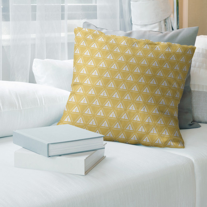 Coussin décoratif à motif d’arbre minimaliste classic Barbra, 14 po x 14 po, Duvet synthétique, Jaune clair
