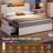 Farmhouse Bed Frame With Storage, Barn Door Headboard Rustic Wooden Bed With 4 Drawers And Led Lights-903829570-905704774