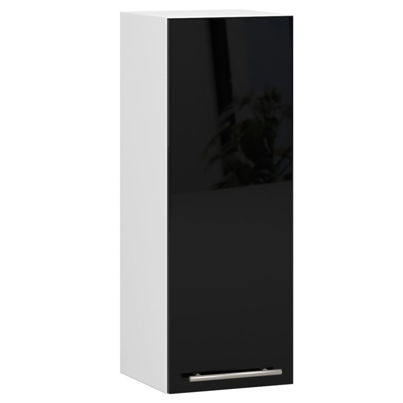 This kitchen cabinet is made of white and glossy black, 72cm H x 30cm W x 30cm D