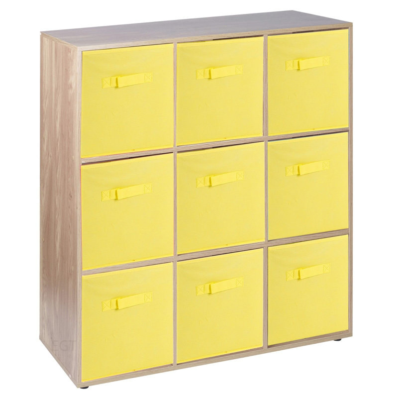Milanna 90.5cm H x 89cm W Cube Bookcase, Oak/Yellow