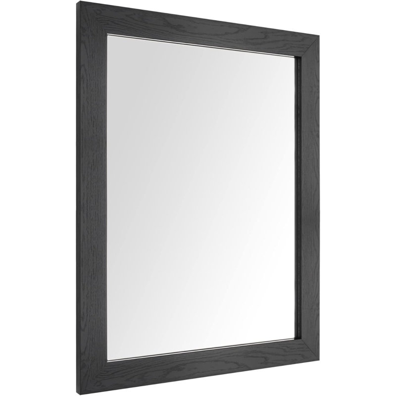 Rectangular Wall Mirror For Bathroom, Bedroom, Entryway, Living Room, Matte Black, 20" x 16"