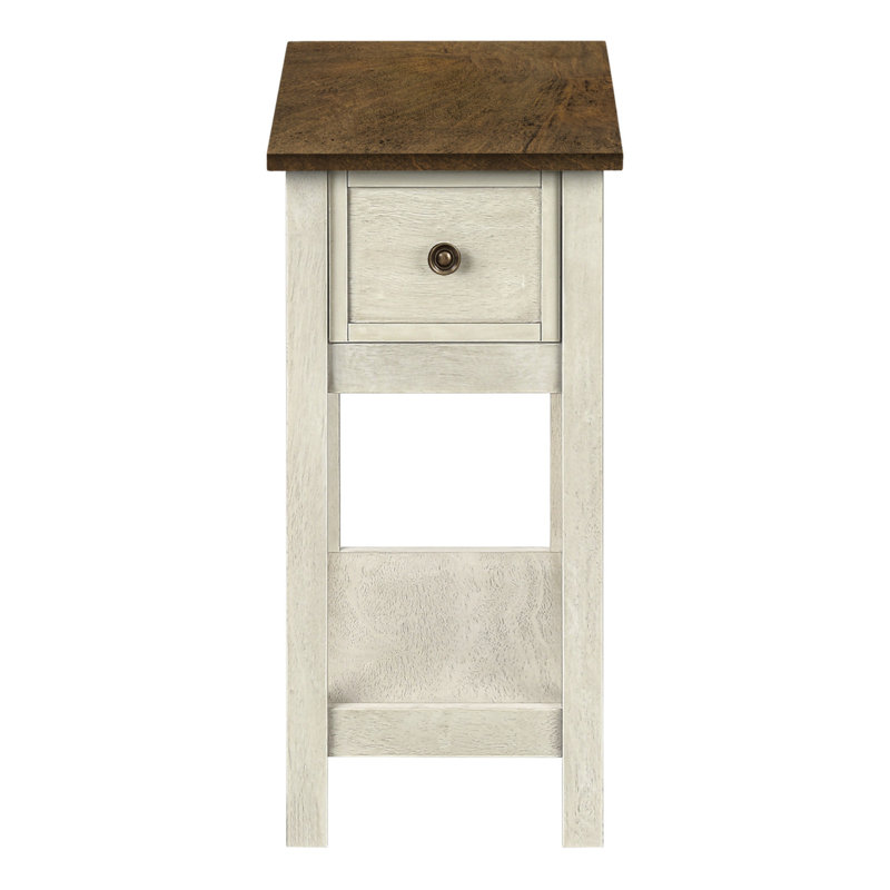 Table d'appoint, 2 niveaux, bout, lampe, table de chevet, table d'appoint, étroit, petit, tiroir de rangement, chambre à coucher, placage, transitionnel