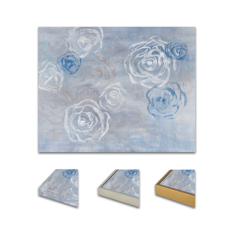 Seaside Blossoms Painting by Jennifer Hollack Raboin, 48" H x 60" W x 2.25" D, Gold Frame Canvas