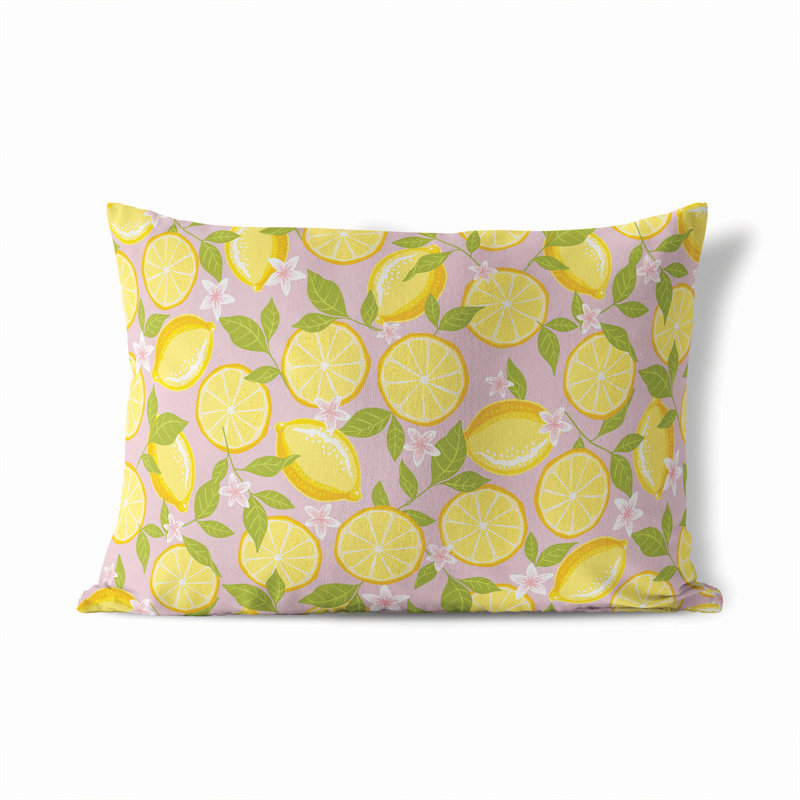 Coussin lombaire d'extérieur Lemons Coastal, Rose