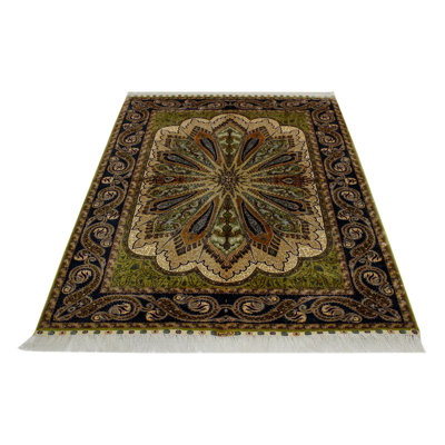 4x6 Green and Navy Turkish Rug