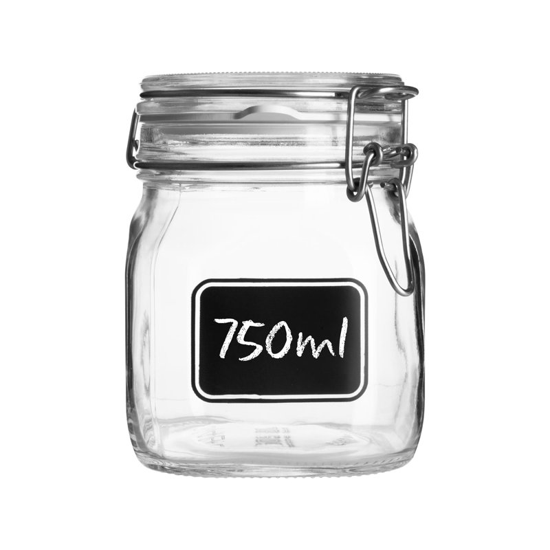 Lavagna Glass Storage Jar with Label, 13.5cm H x 10.5cm W x 10.5cm D