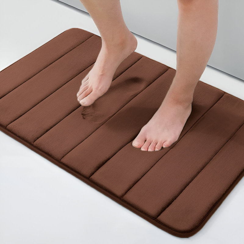Mylhana Memory Foam Bath Mat - Non Slip Super Absorbent & Quick Dry Anti-Bacterial, 40cm W x 60cm L, Brown