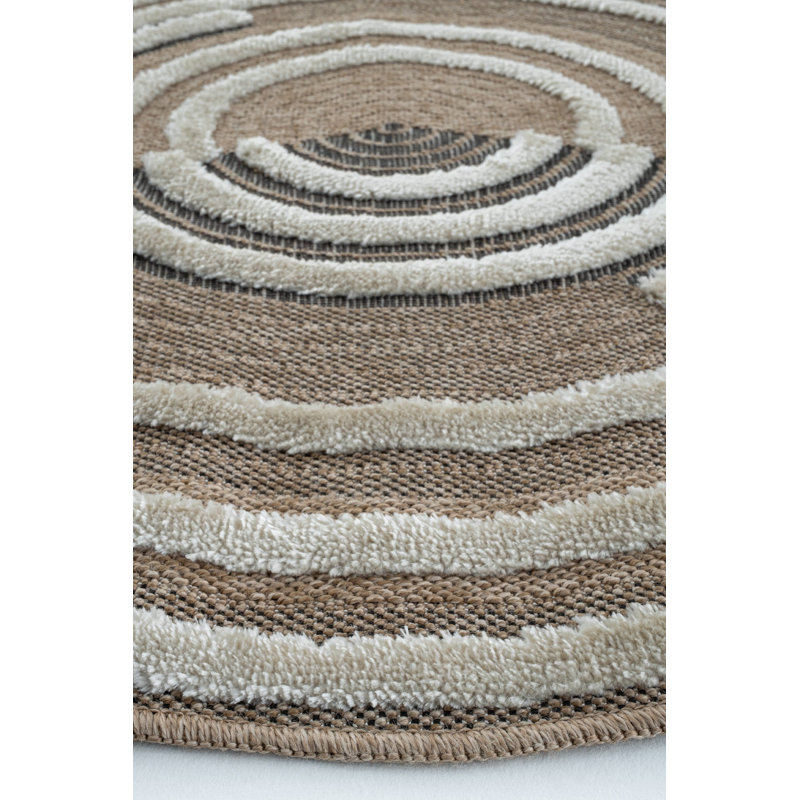 Round Raymarion Geometric Machine Made Indoor / Outdoor Area Rug, Round 120cm