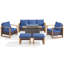 Ensemble de foyer d'extérieur moderne en rotin 6 pièces avec canapé, fauteuils et repose-pieds-2011741322-2011741321
