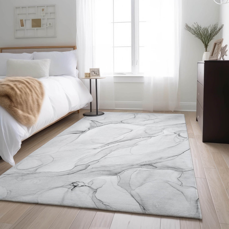 Premium Machine Washable Cerrito AMF515 Gray Rug, Rectangle 8' x 10'