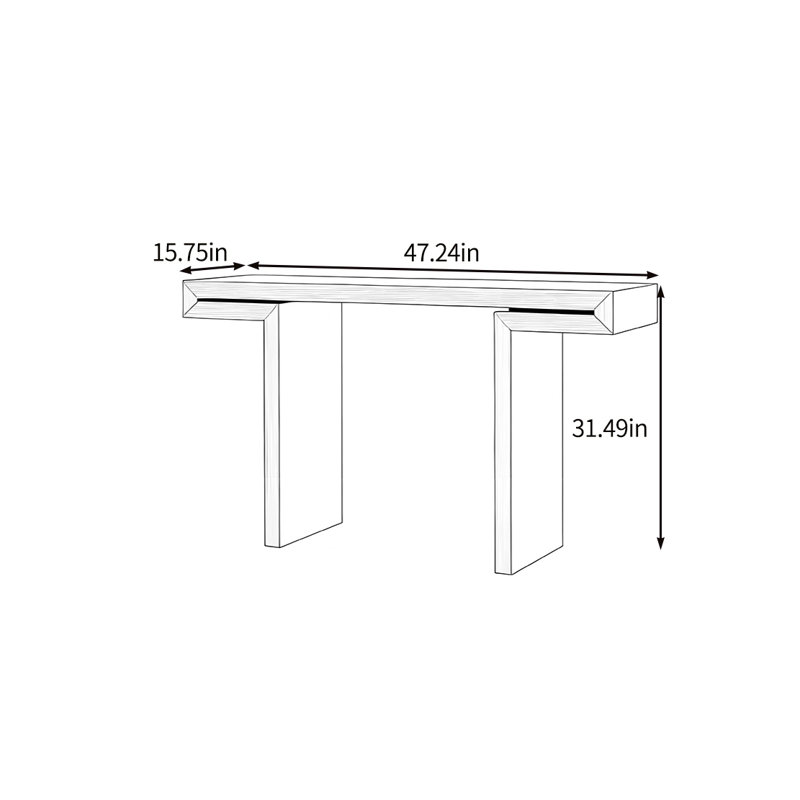 La console naturellement élégante, Noir, H 31,49 po x l 47,24 po x P 15,75 po