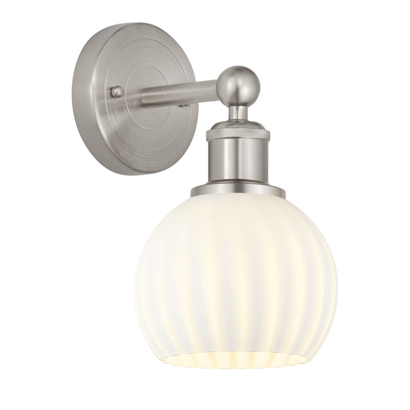 Applique murale 1 lumière Edison Venetian, H 10,25 po x l 6 po x P 7,5 po, Nickel satiné