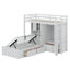 Lit superposé simple avec tiroirs, garde-robe, tablettes de rangement et hydraulique-106693909