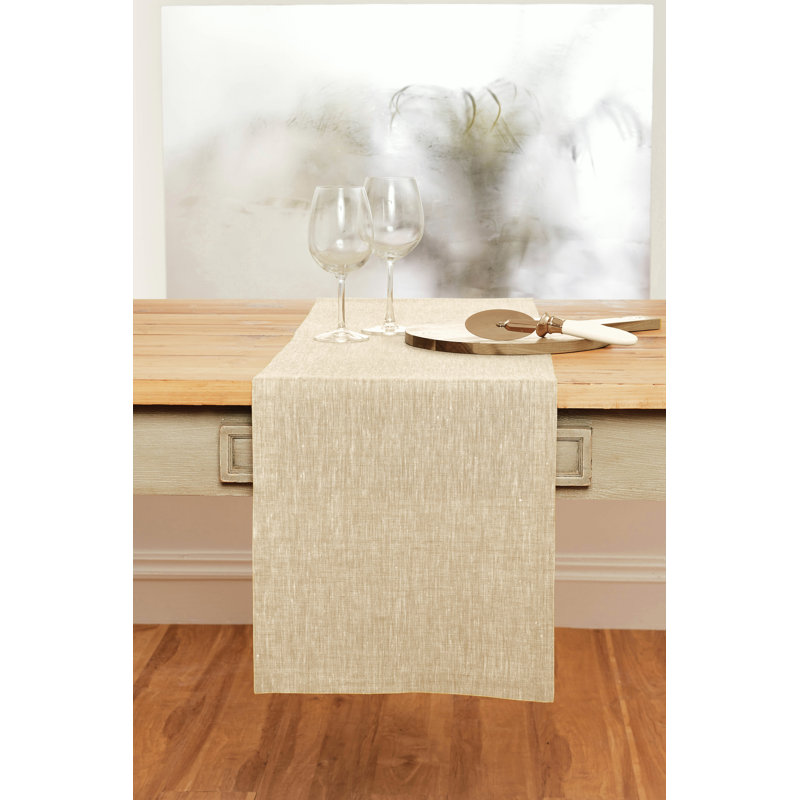100% Pure Linen Table Runner - Athena, 48" x 14", Champagne Beige