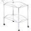 Chariot de cuisine rectangulaire en métal à 2 tablettes en verre pour la salle à manger, finition réfléchissante et placement polyvalent avec chariot-bar, une option de rangement élégante