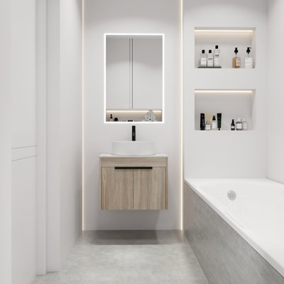 Ensemble de meuble-lavabo mural 24 po avec lavabo en céramique 24 po Modern Design