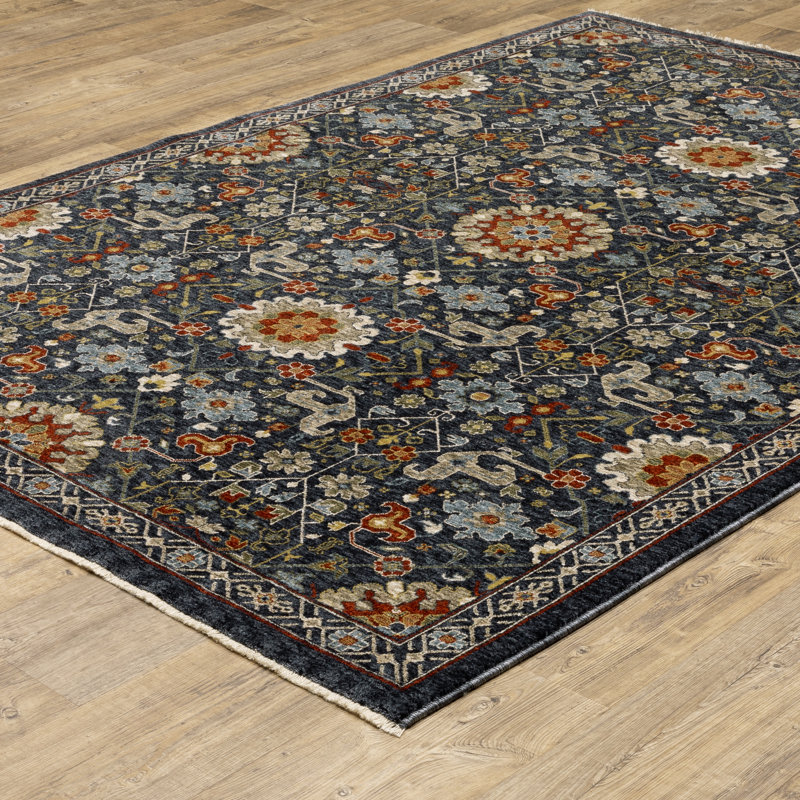 Tapis bleu / brun Hovis Southwestern, Rectangle 7 pi 10 po x 10 pi 10 po