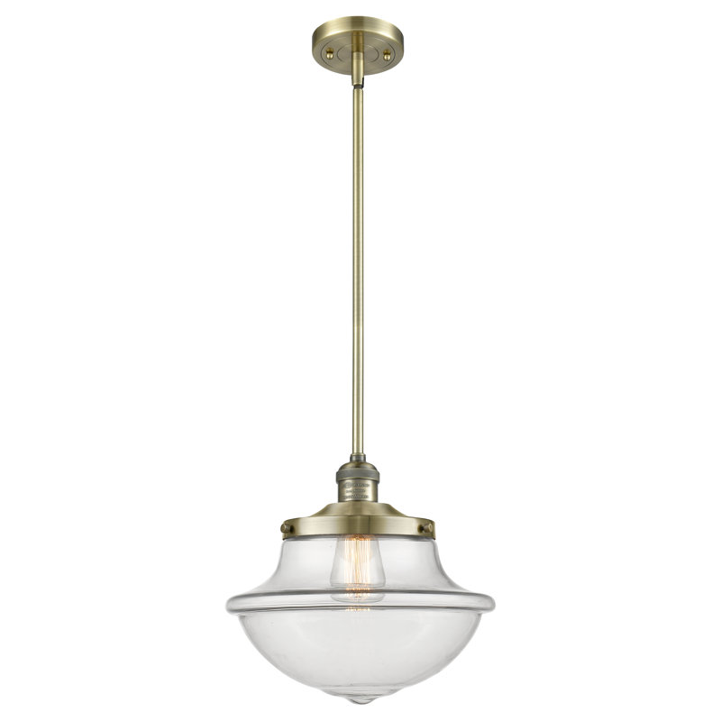 Luminaire suspendu simple à 1 lumière Baptiste, Clair, Laiton antique