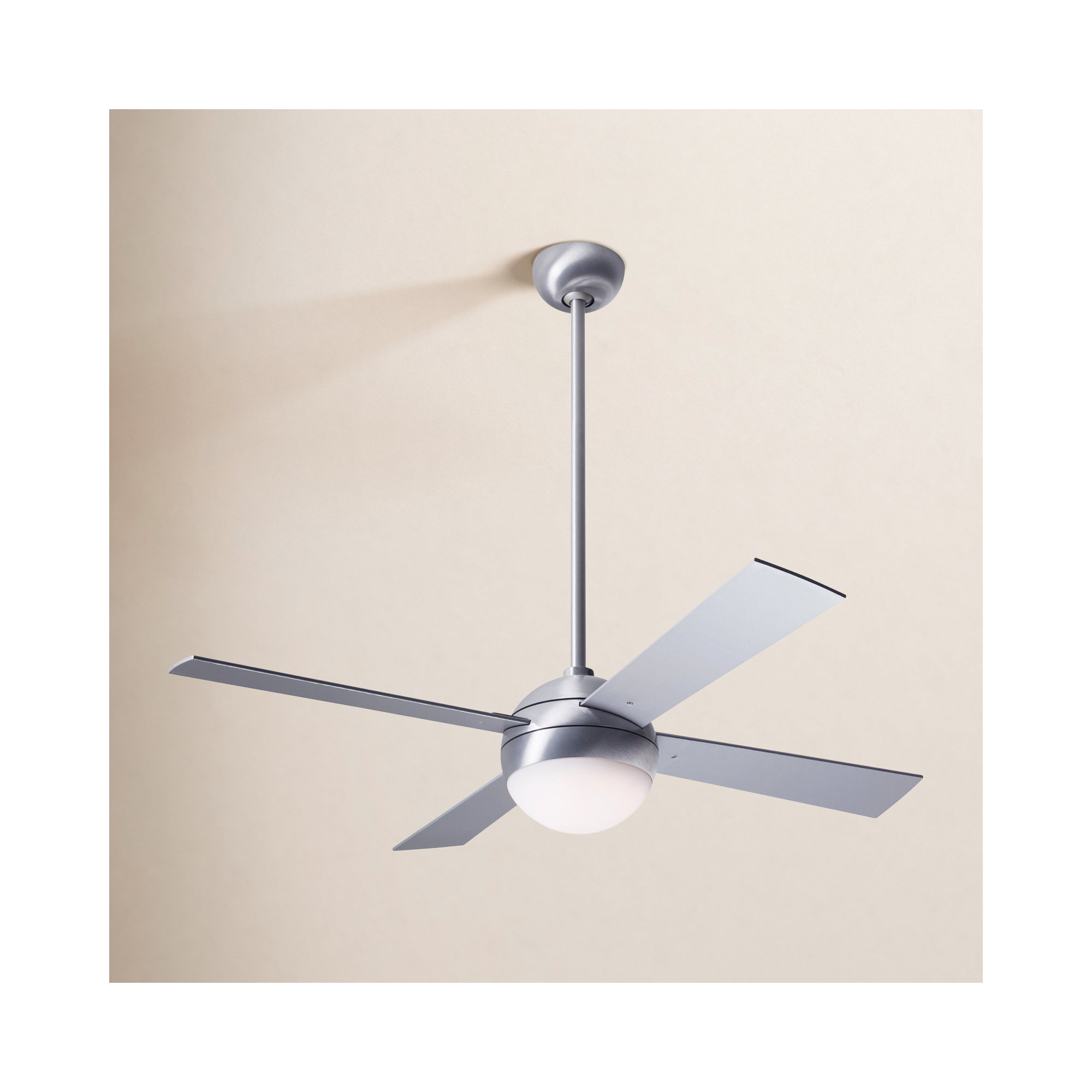 Ball 42'' 4 Blade Ceiling Fan with LED Light Kit, Gloss White, Aluminum, Wall Control with Remote Handset (2-wire)