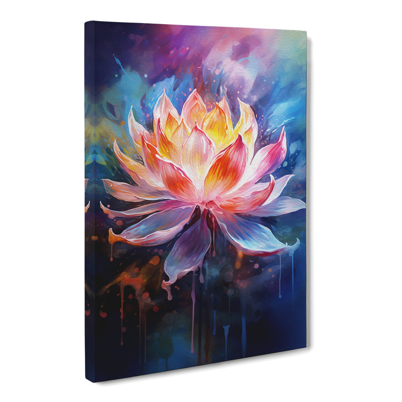 Lotus Flower Gestural - Wrapped Canvas, 50cm H x 35cm W x 3cm D