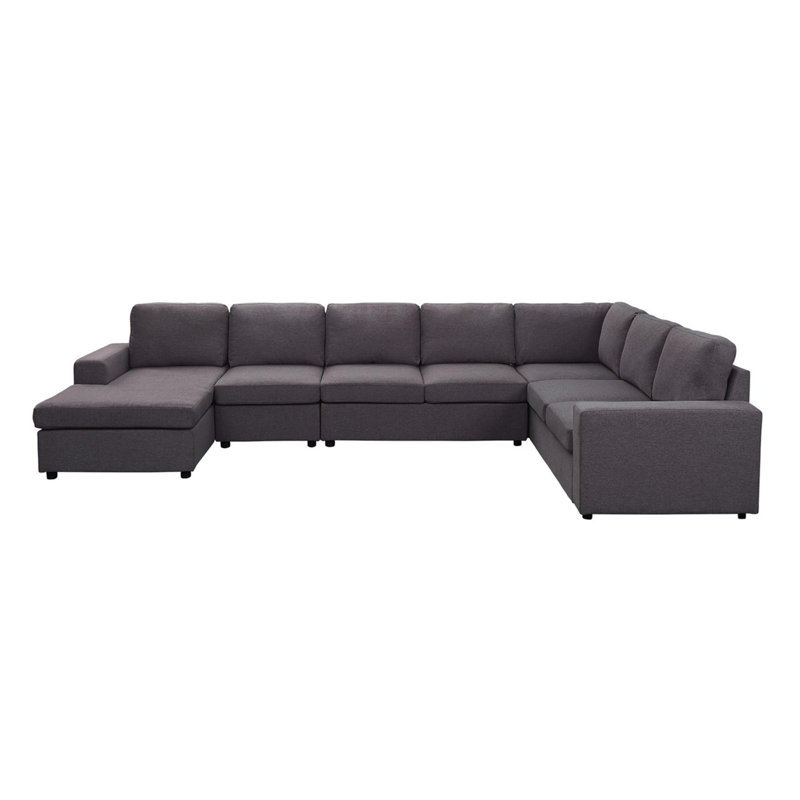Canapé modulaire réversible en lin Linen, Lin gris