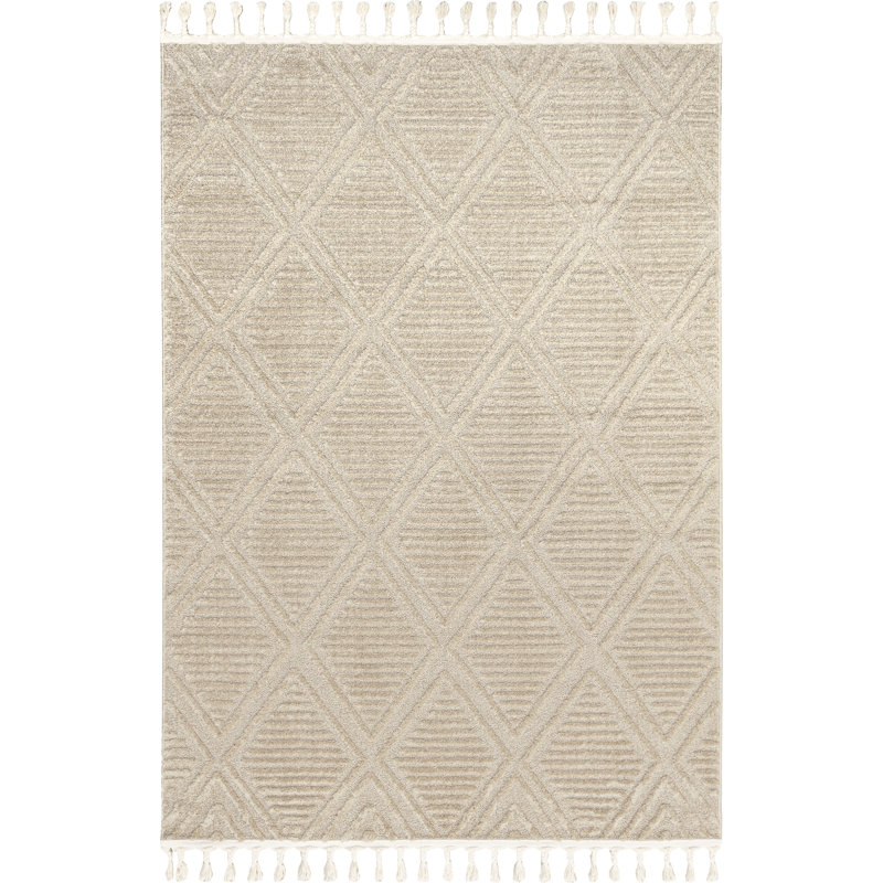 Jemier Textured Tile Area Rug, Rectangle 4' x 6'