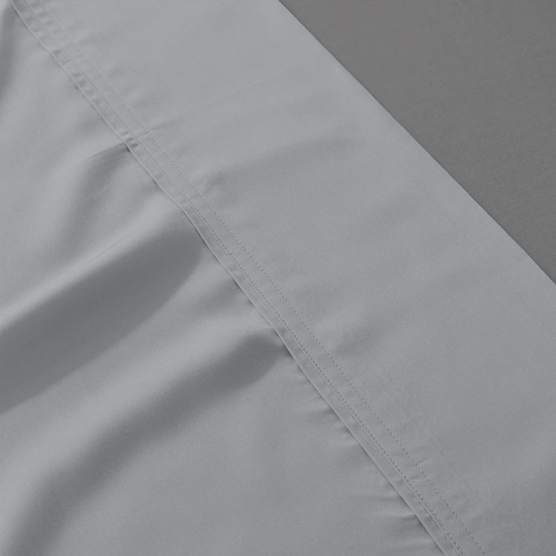 Adelaja 100% Organic Cotton Cool & Crisp Percale Weave Sheet Set, King Sheet Set with 2 Pillowcases, Light Gray