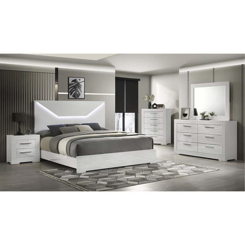 Commode à 6 tiroirs de style moderne en bois blanc