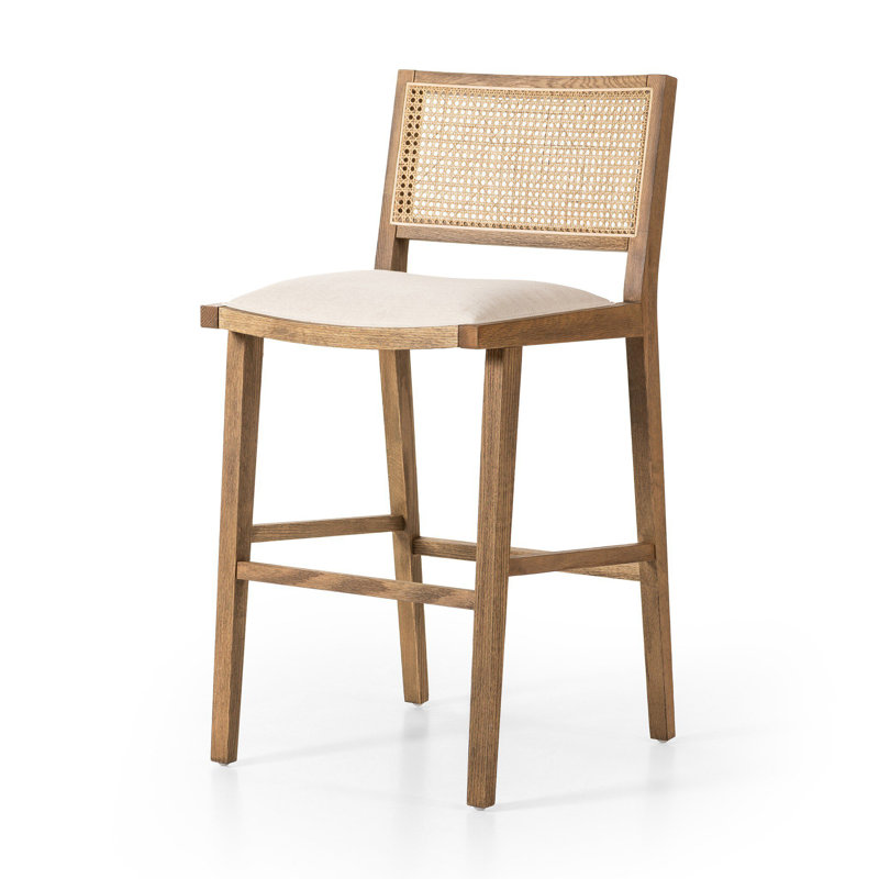 Tabouret de comptoir Miraz, Tabouret de bar (siège d'une hauteur de 31 po), Mélange de polyester blanc