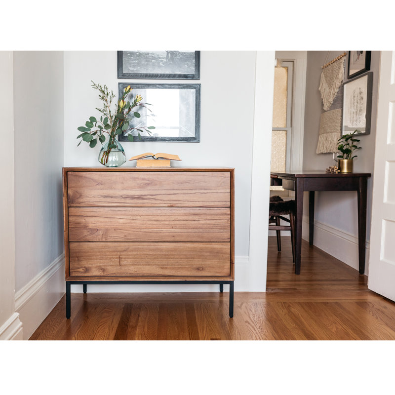 Varela 35.5'' W 3 - Drawer Dresser, Brown