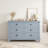 47.2" Modern 6-Drawer Dresser with Silver Shell Handles, Soft Pastel Finish, Sky Blue-1675983923