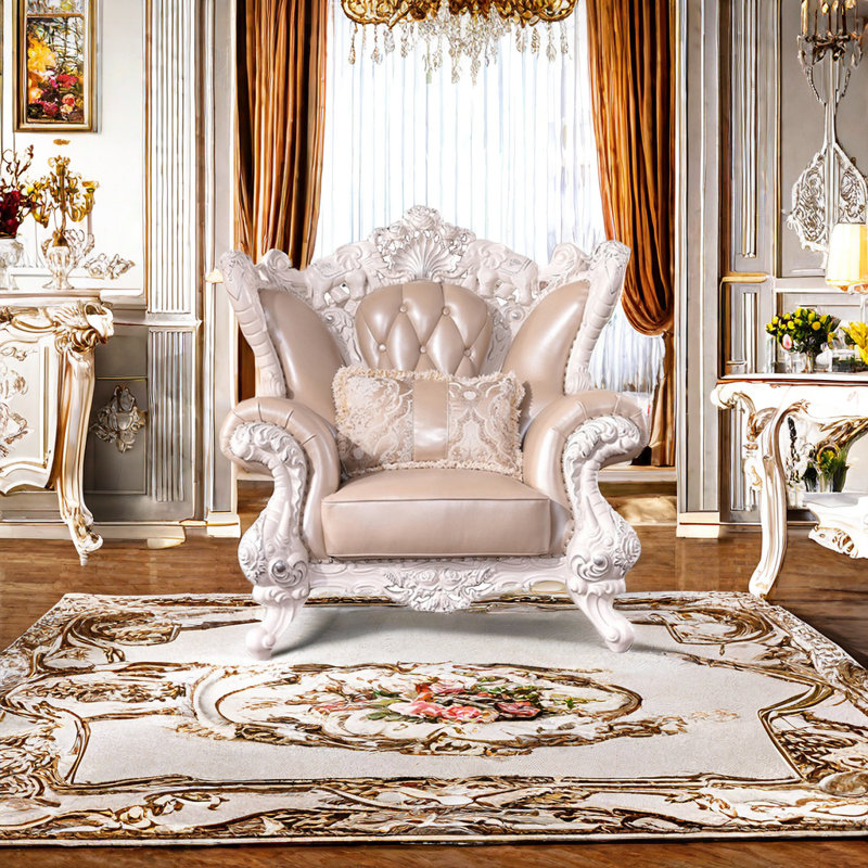 Fauteuil en cuir véritable capitonné European Luxury