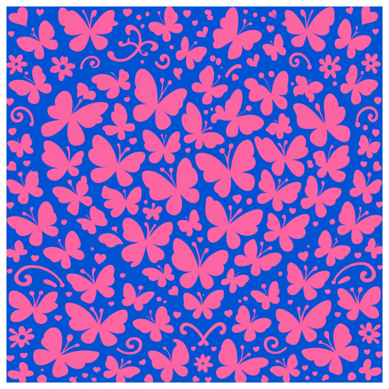 Papillons roses sur des couvertures bleues, L 50 po x H 60 po