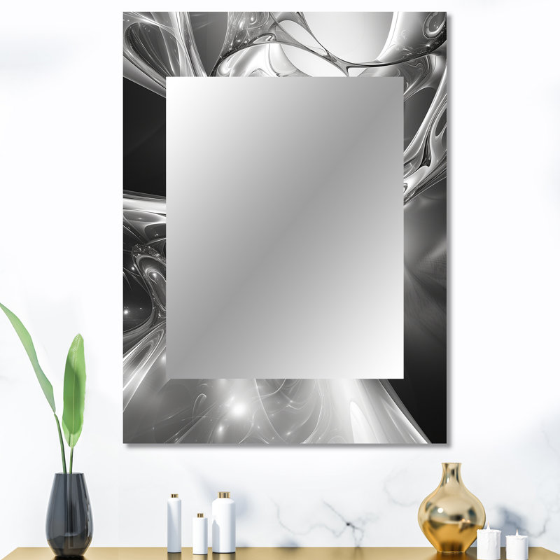 Gris acier noir abstrait Serenade II - miroir abstrait, miroir mural moderne unique, impression d'art en métal, 40 po x 30 po