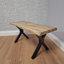 Wooden Dining Table with X-Shaped Iron Legs and 4 Metal Chairs and Bench Modern Dining Set (75cm)-377440836-377440837