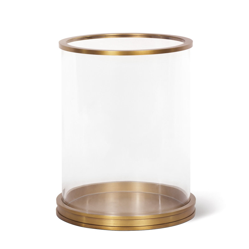 Natural Brass and Glass Hurricane Candle Lantern