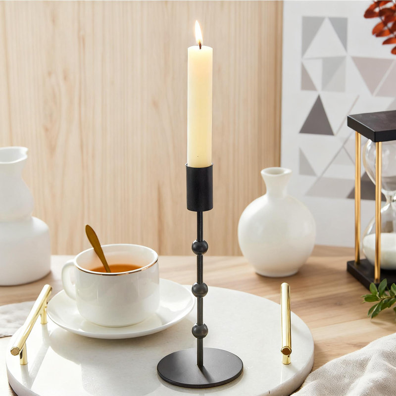 Elegant Beaded Metal Candlestick Holders Set Of 3, Vintage Taper Candle Holders For Wedding Decor, Table Centerpiece, And Home Decoration