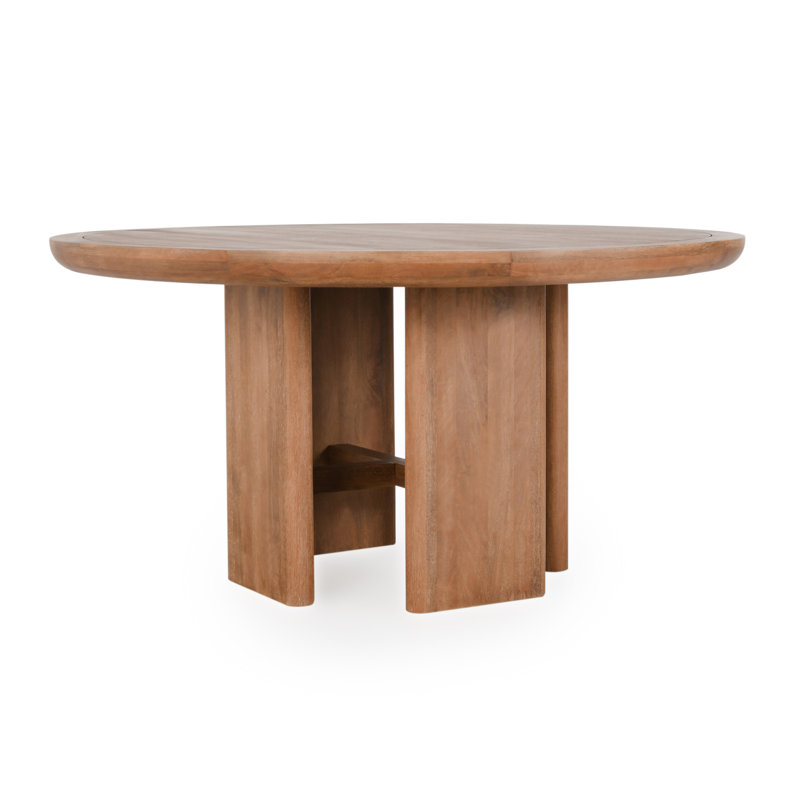 Selena Round Solid Wood Dining Table, Brown