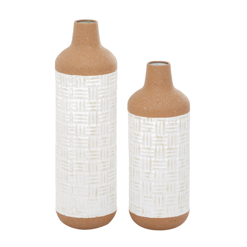 Ensemble de vases de table 2 pièces blanc / brun en bois nazifa