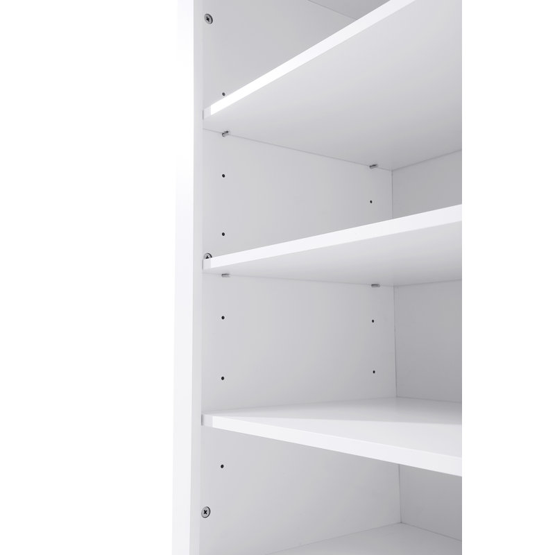 Armoire de rangement en verre 16 po pour salle de bain, H 65 po x l 16 po x P 65 po, Blanc