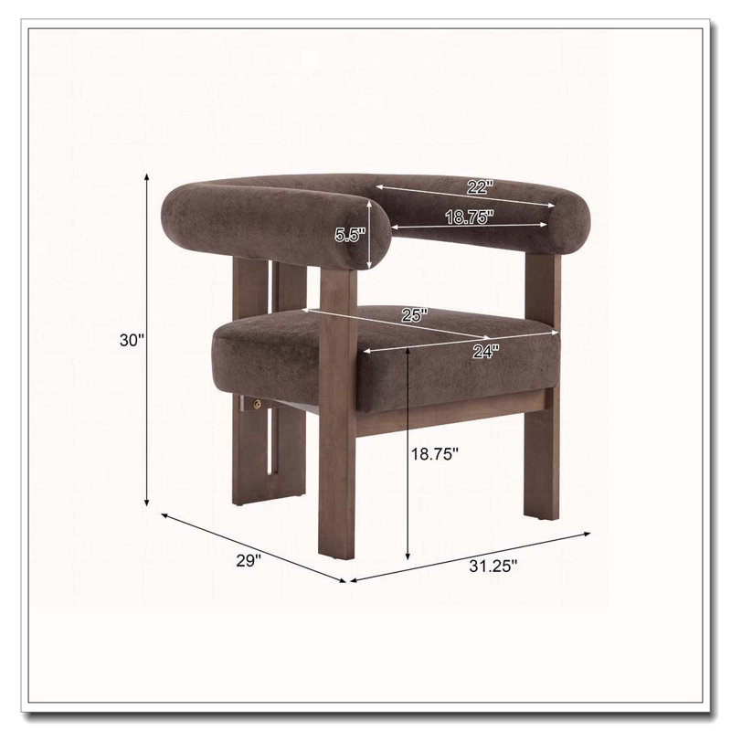 Fauteuil d'appoint rembourré en velours, Marron foncé