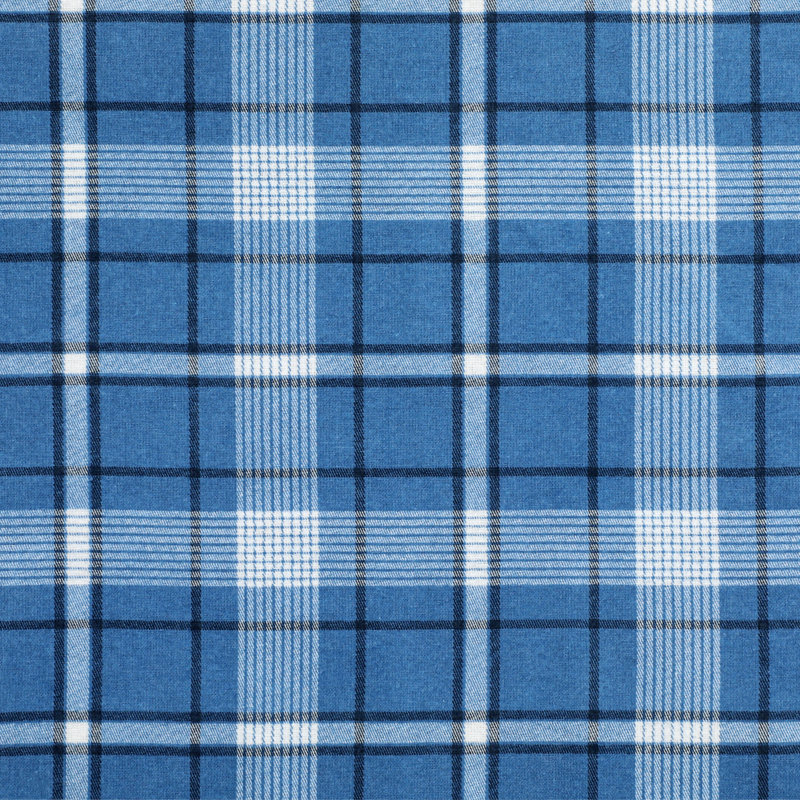 Ensemble de literie en flanelle 100 % coton, Carreaux bleu foncé, Ensemble de draps pour très grand lit californien