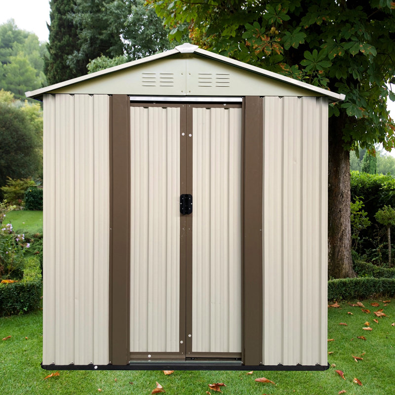 Outdoor Storage Garden Shed 5Ftx3ft Apex Roof White, Cream White