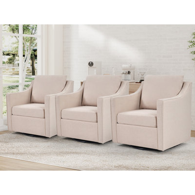 Fauteuil pivotant rembourré de 30,3 po de largeur avec cadre en bois massif