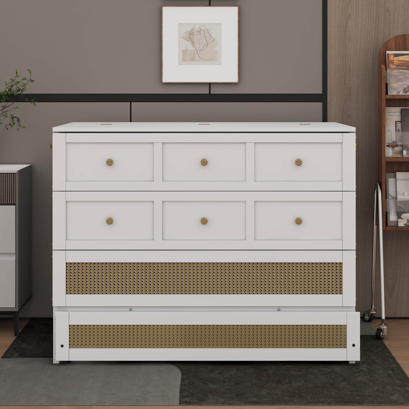 Lit escamotable double avec tiroirs, Blanc