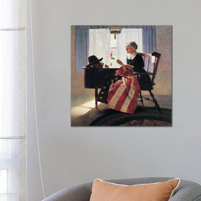 Mending The Flag by Norman Rockwell - Wrapped Canvas Gallery-Wrapped Canvas Giclée