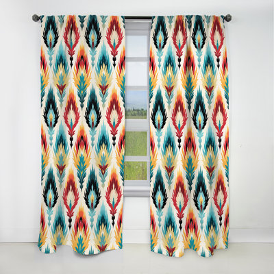 Fusible orange en mélange de tribu nomade Ikat orange - rideau ikat - rideau ikat occultant en velours - 1 panneau